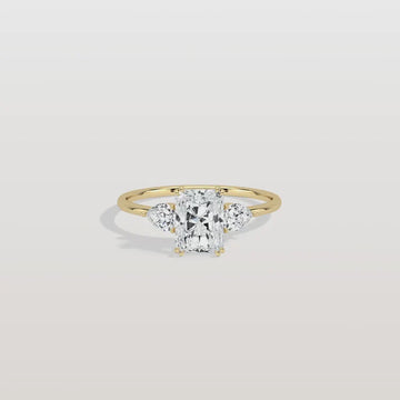 1CT Radiant Cut Lab Diamond Three Stone Engagement Ring In 10K Solid Gold/Platinum