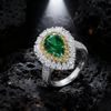 3.00ct Verdant Grace Emerald and Yellow Diamond Halo Ring
