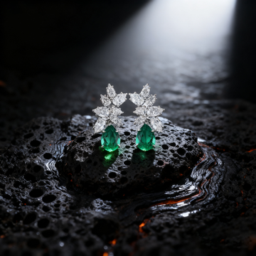 8.00ct Verdant Grace Pear-Cut Emerald and Lab Grown Diamond Drop Earrings