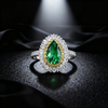 3.00ct Verdant Grace Emerald and Yellow Diamond Halo Ring