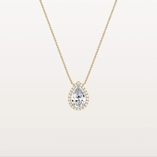 Liora Muse 0.5CT Lab Grown Diamond Teardrop Halo Necklace In 9K Solid Gold