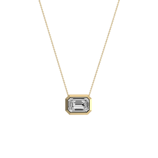 Liora Muse 1CT Lab Grown Diamond Bezel Set Pendant Neckalce In 9K Solid Gold