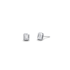 Octagon Bezel Set 1CTW Emerald Cut Single Diamond Stud Earrings