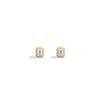 Octagon Bezel Set 1CTW Emerald Cut Single Diamond Stud Earrings