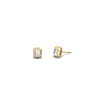 Octagon Bezel Set 1CTW Emerald Cut Single Diamond Stud Earrings