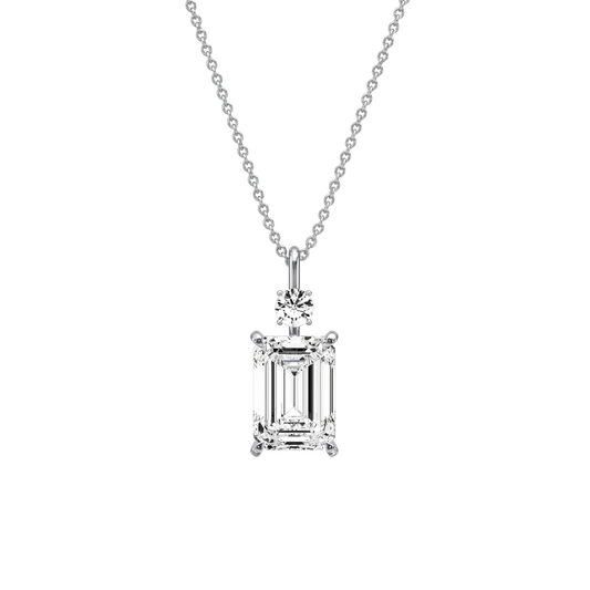 Liora Muse 2CT Emerald Cut Lab Diamond Pendant Necklace In 10K Solid Gold