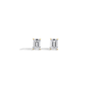 Pair of emerald-cut diamond earrings on a white background