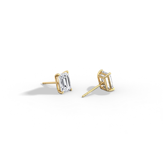  Emerald Cut Lab Grown Diamond Stud Earrings IGI Certified – Classic Claw Prong