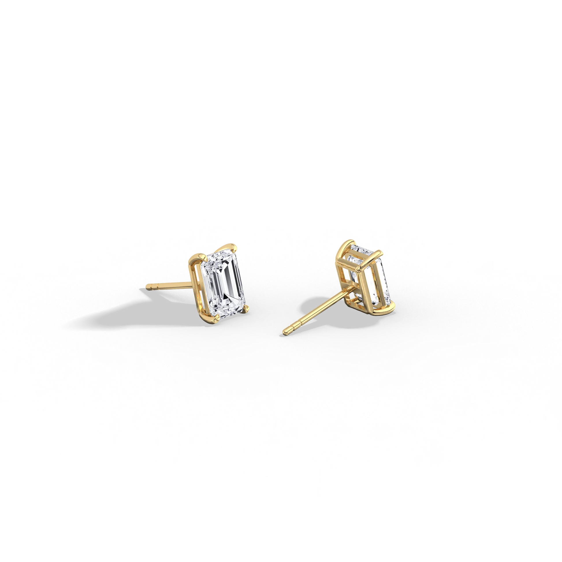  Emerald Cut Lab Grown Diamond Stud Earrings IGI Certified – Classic Claw Prong