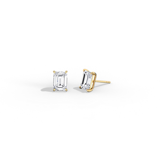  Emerald Cut Lab Grown Diamond Stud Earrings IGI Certified – Classic Claw Prong