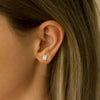 Liora Muse 4 Carat Emerald Cut Lab Grown Diamond 4-Prong Stud Earrings (2 ct each side) 9k Solid Gold