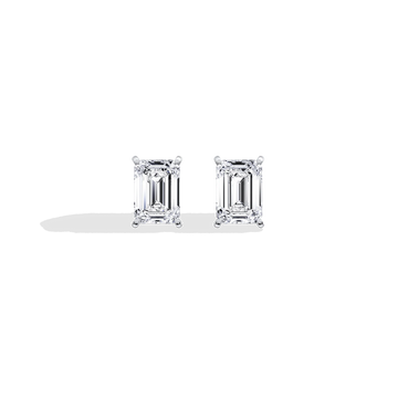 Liora Muse 6 Carat Emerald Cut Lab Grown Diamond 4-Prong Stud Earrings (3 ct each side) 9k Solid Gold