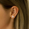 Liora Muse 6 Carat Emerald Cut Lab Grown Diamond 4-Prong Stud Earrings (3 ct each side) 9k Solid Gold