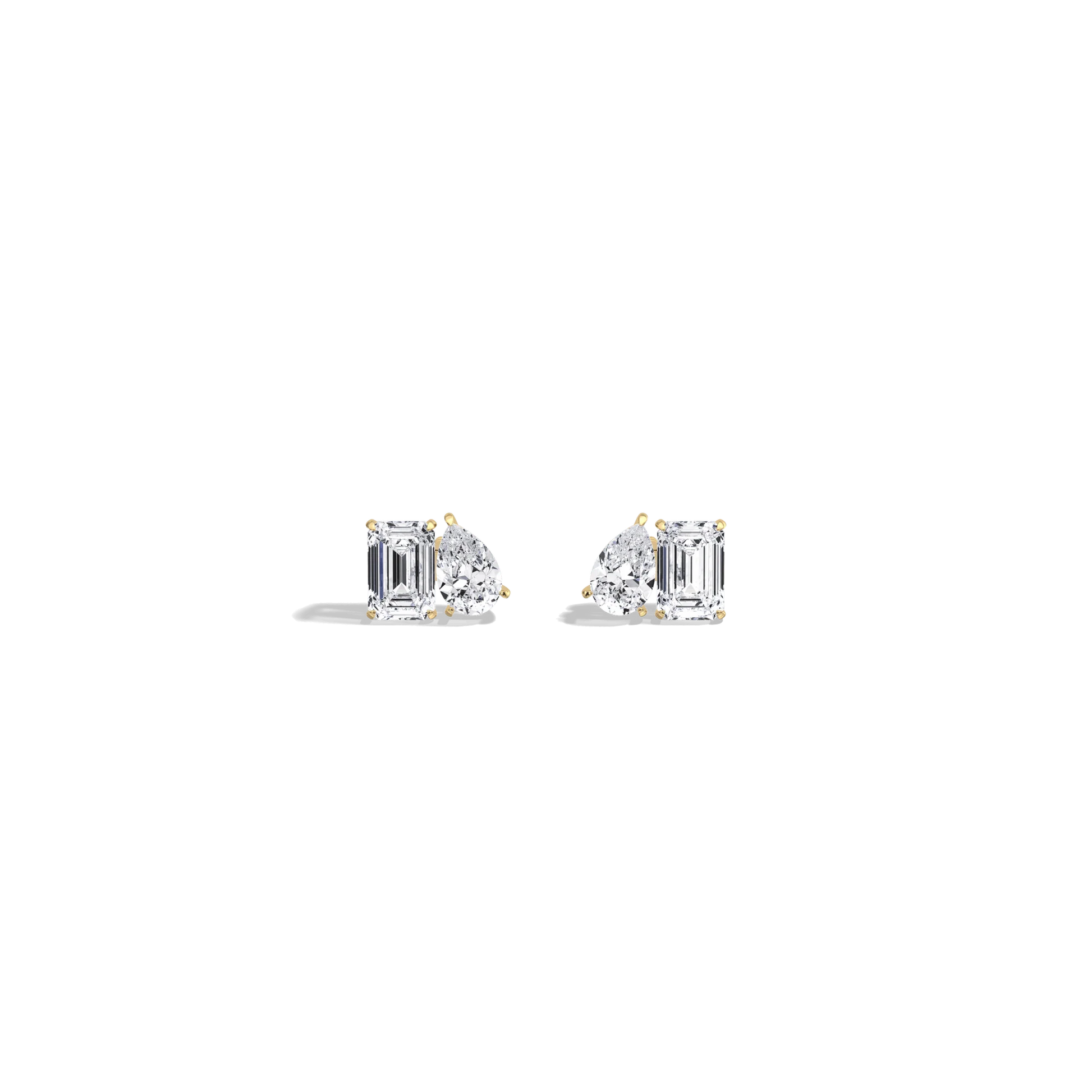 Pair of diamond earrings on a white background