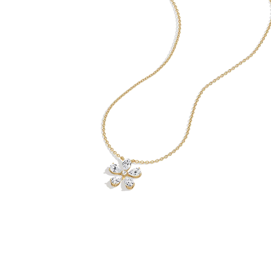 Liora Muse 0.75CTW Lab Diamond Petite Flower Pendant Necklace In 9K Solid Gold