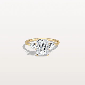2CT Radiant Cut Lab Diamond Three Stone Engagement Ring In 10K Solid Gold/Platinum