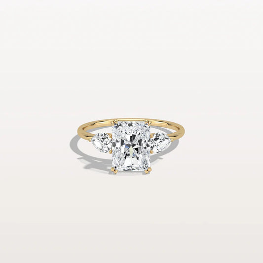 2CT Radiant Cut Lab Diamond Three Stone Engagement Ring In 10K Solid Gold/Platinum