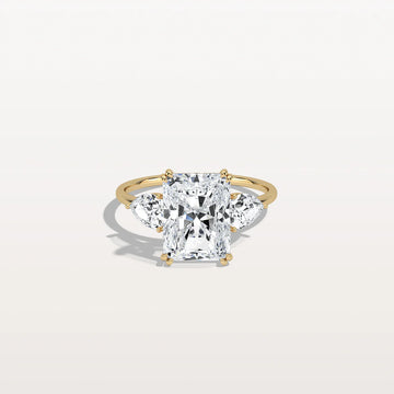 3CT Radiant Cut Lab Diamond Three Stone Engagement Ring In 10K Solid Gold/Platinum