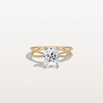 2CT Radiant Cut Lab Diamond Milgrain Hidden Halo Engagement Ring