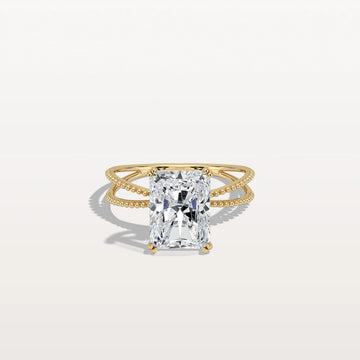 3CT Radiant Cut Lab Diamond Milgrain Hidden Halo Engagement Ring