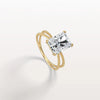 3CT Radiant Cut Lab Diamond Milgrain Hidden Halo Engagement Ring