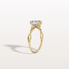 Liora Muse 1.00 Carat Radiant Cut Lab Grown Diamond 4 Prong Ring with 4 mini Side Stone and twisted band 9k Gold