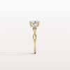 Liora Muse 1.00 Carat Radiant Cut Lab Grown Diamond 4 Prong Ring with 4 mini Side Stone and twisted band 9k Gold