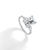 Liora Muse 3.00 Carat Radiant Cut Lab Grown Diamond 4 Prong Ring with 4 mini Side Stone and twisted band 9k Gold