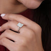 Liora Muse 3.00 Carat Radiant Cut Lab Grown Diamond 4 Prong Ring with 4 mini Side Stone and twisted band 9k Gold