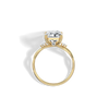 Liora Muse 3.00 Carat Radiant Cut Lab Grown Diamond 4 Prong Ring with 4 mini Side Stone and twisted band 9k Gold
