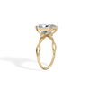 Liora Muse 3.00 Carat Radiant Cut Lab Grown Diamond 4 Prong Ring with 4 mini Side Stone and twisted band 9k Gold