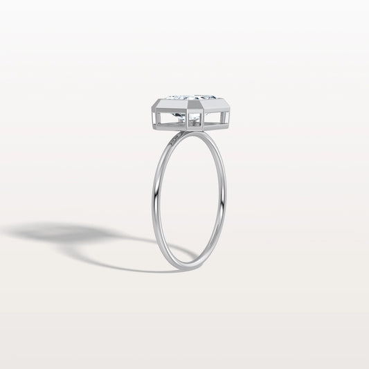 Liora Muse 2.00 Carat Emerald Solitaire Bezel Set Lab Grown Diamond Modern Ring 10k Gold