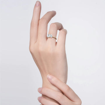 Liora Muse 2.00 Carat Radiant and Pear Cut (1.00 Carat Each) Toi et Moi Lab Grown Diamond Ring in 9k Gold