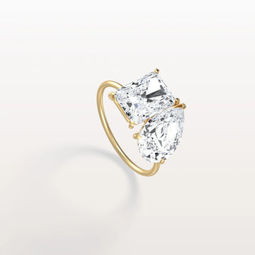 Liora Muse 6.00 Carat Radiant and Pear Cut (3.00 Carat Each) Toi et Moi Lab Grown Diamond Ring in 9k Gold