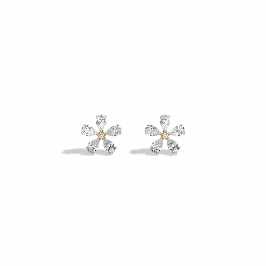 Pair of floral earrings on a white background
