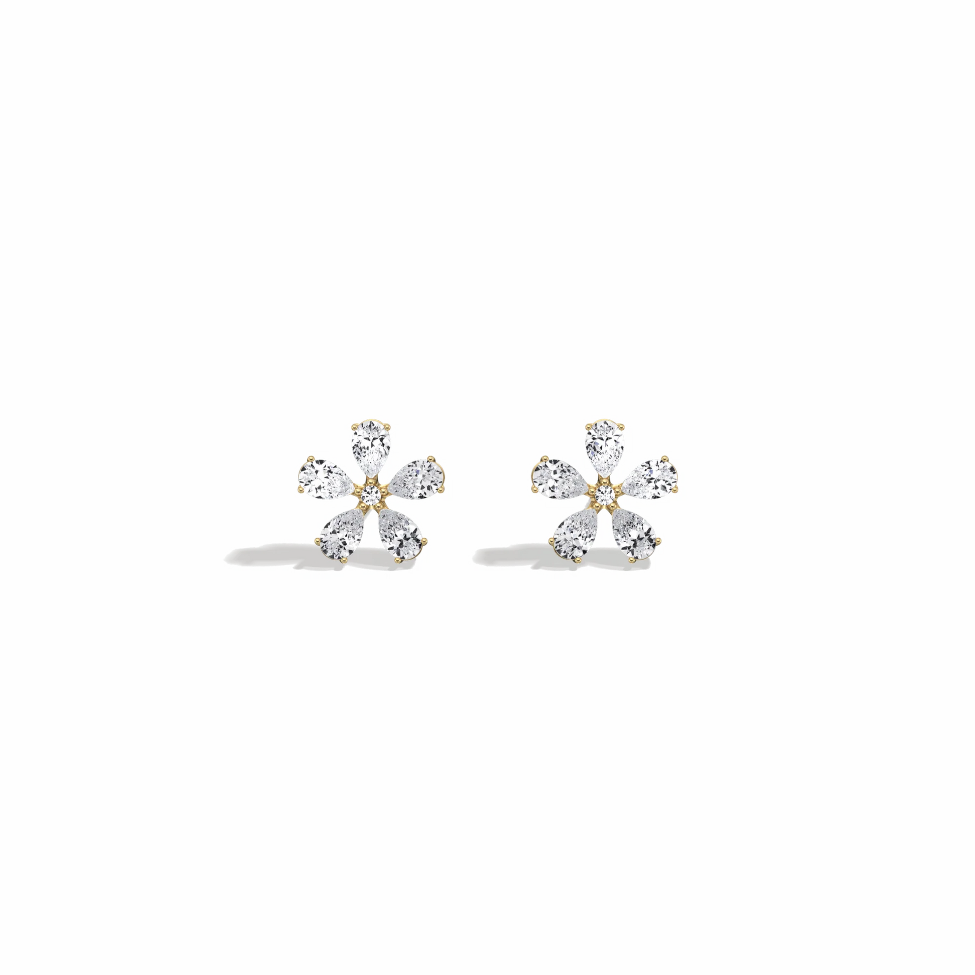 Pair of floral earrings on a white background