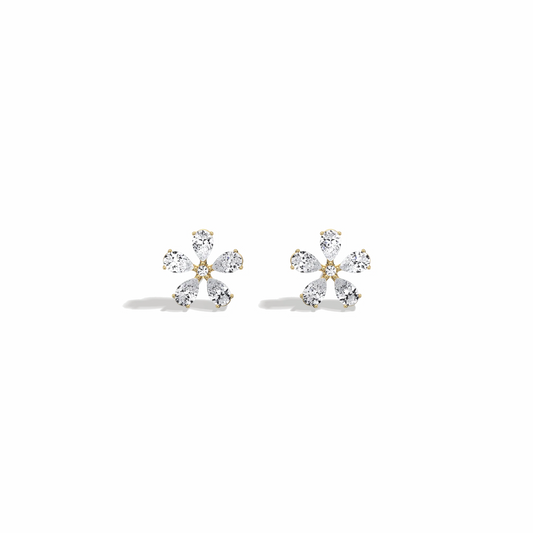 Pair of floral earrings on a white background