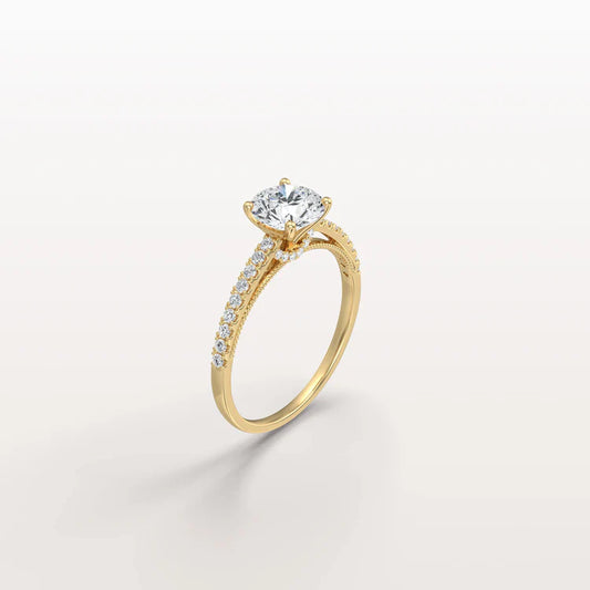 Liora Muse 1CT Lab Diamond Pave Hidden Halo Ring-Cathedral Ring in 10K Solid Gold