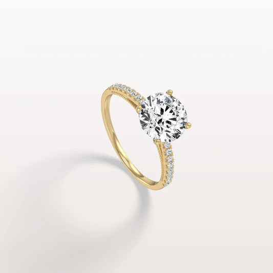 Liora Muse 2CT Lab Diamond Pave Hidden Halo Ring-Cathedral Ring in 10K Solid Gold