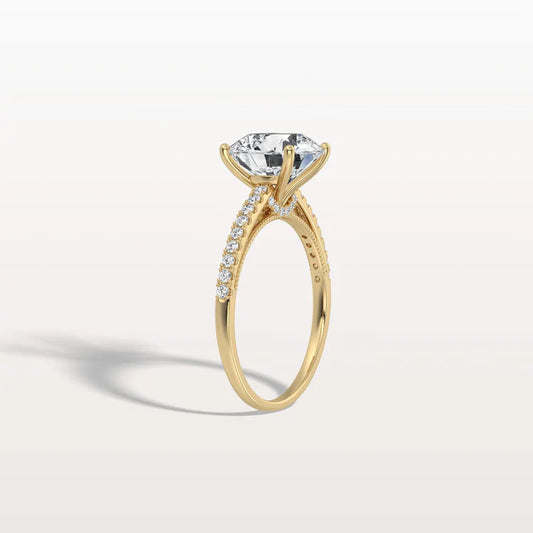 Liora Muse 3CT Lab Diamond Pave Hidden Halo Ring-Cathedral Ring in 10K Solid Gold