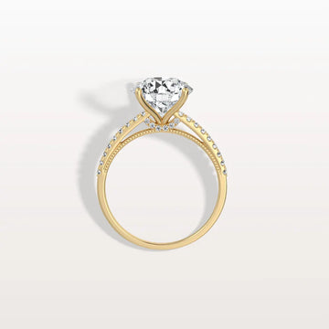 Liora Muse 3CT Lab Diamond Pave Hidden Halo Ring-Cathedral Ring in 10K Solid Gold