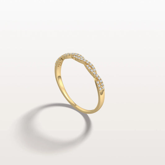 Liora Muse 0.16 Carat Twisted Pave Lab Grown Diamond Stackable Bridal Ring Band 10k Solid Gold