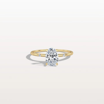 Liora Muse 1.00 Carat Oval Cut 4 Prong Lab Grown Diamond Hidden Halo Ring with Mini Side Stones 9k Gold
