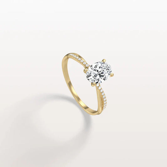 Liora Muse 1CT Oval Cut Lab Diamond Twisted Engagement Ring In 10K Solid Gold