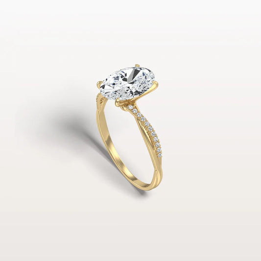 Liora Muse 2CT Oval Cut Lab Diamond Twisted Engagement Ring In 10K Solid Gold