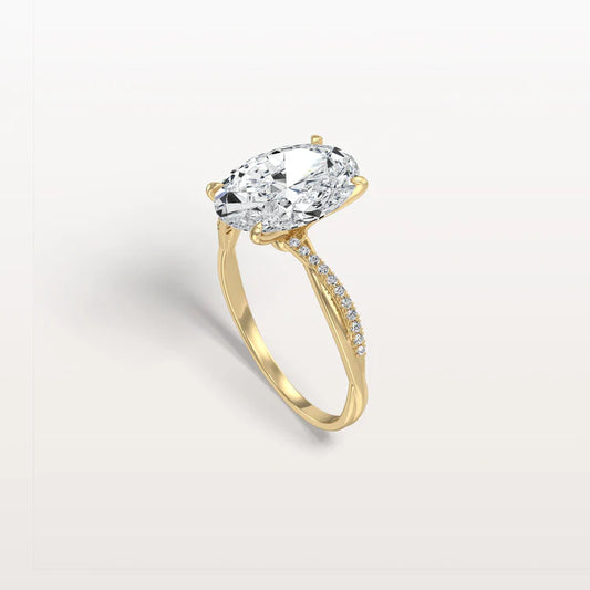 Liora Muse 3CT Oval Cut Lab Diamond Twisted Engagement Ring In 10K Solid Gold