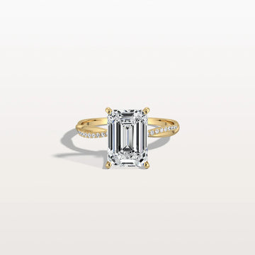 Liora Muse 3CT Emeral Cut Lab Diamond Twisted Engagement Ring In 10K Solid Gold