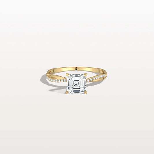 Liora Muse 1CT Asscher Cut Lab Diamond Twisted Engagement Ring In 10K Solid Gold