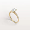 Liora Muse 1CT Lab Grown Emerald Cut Solitaire Pave Engagement Ring in 10K Solid Gold