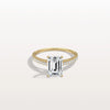 Liora Muse 2CT Lab Grown Emerald Cut Solitaire Pave Engagement Ring in 10K Solid Gold